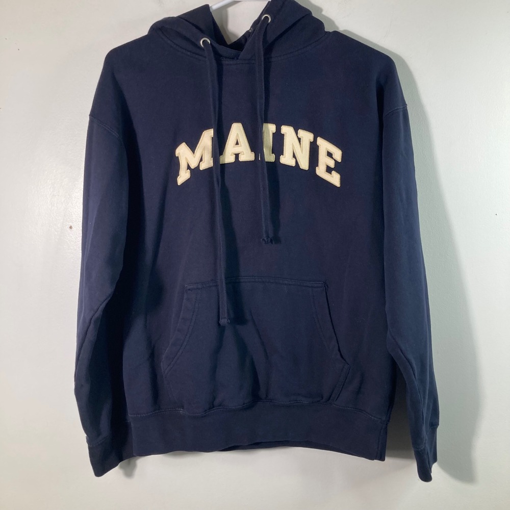AUSTINS‎ INC MAINE Collegiate Logo Navy Blue Hoodie S